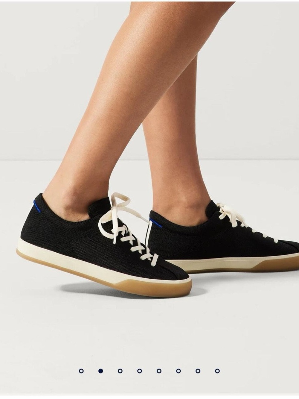 Rothy's Black Lace Up Sneakers with Cream Accents